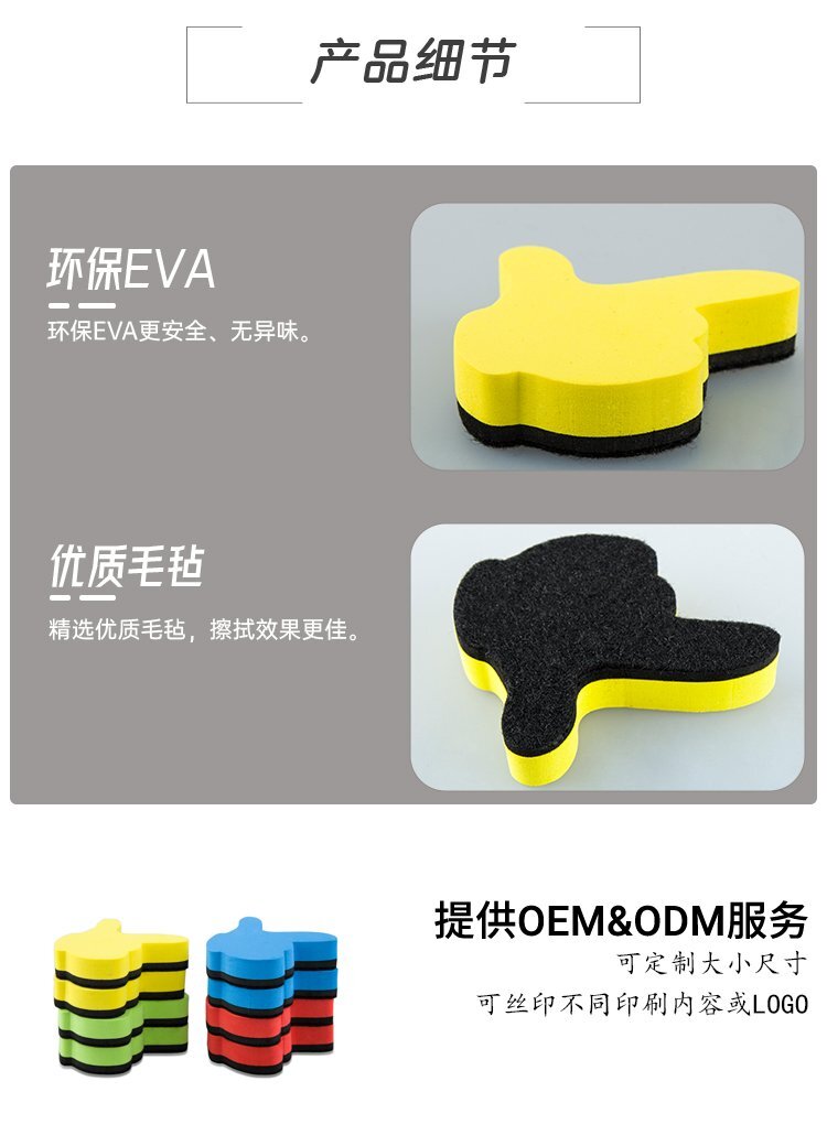 M67手指形定制EVA毛氈黑板白板擦-磁性板擦-無(wú)磁性板擦定制批發(fā)產(chǎn)品細(xì)節(jié)