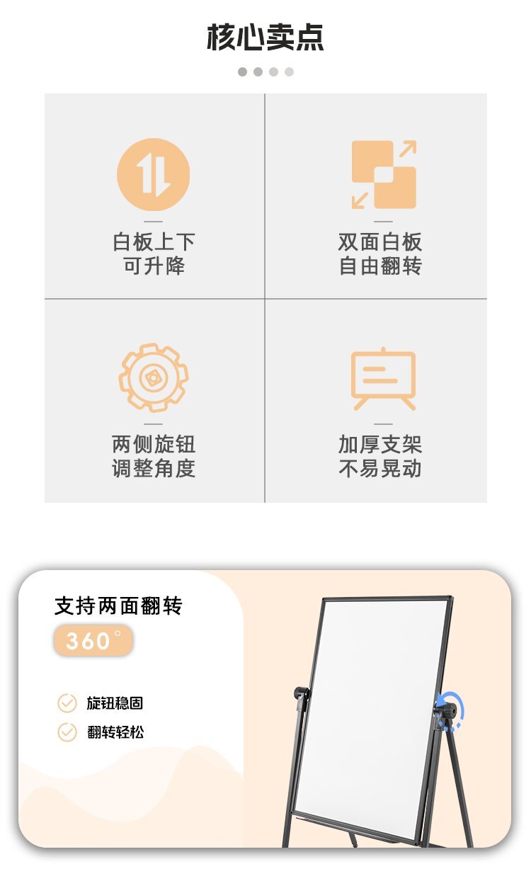 M98辦公教學(xué)A型可折疊磁吸雙面落地支架白板產(chǎn)品賣點