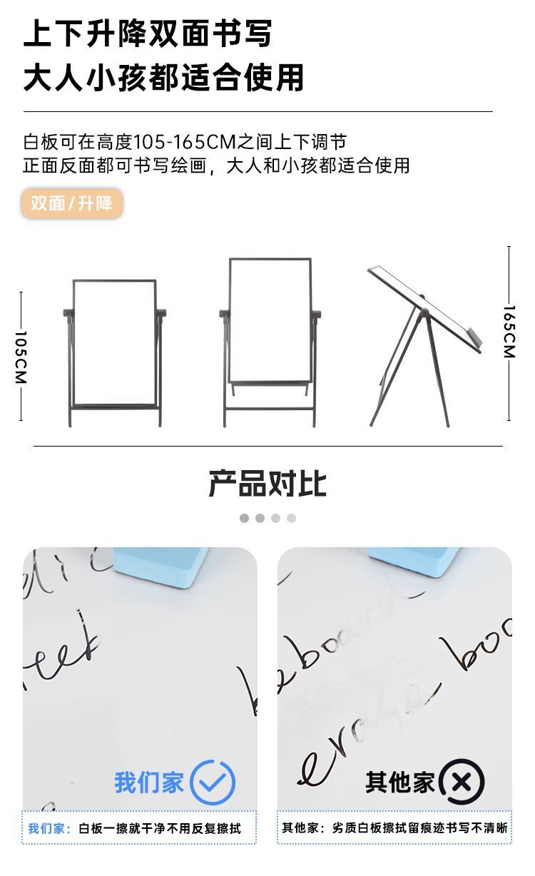 M98辦公教學(xué)A型可折疊磁吸雙面落地支架白板功能特點